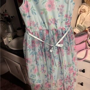 Zunie Floral Kids Dress - Blue and Pink